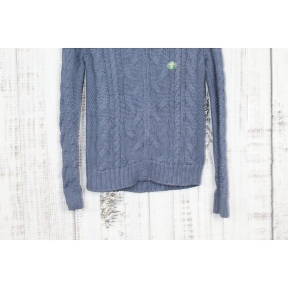 LL Bean Double L Cable Sweater Zip Cardigan Blue Size XS - Picture 3 of 10